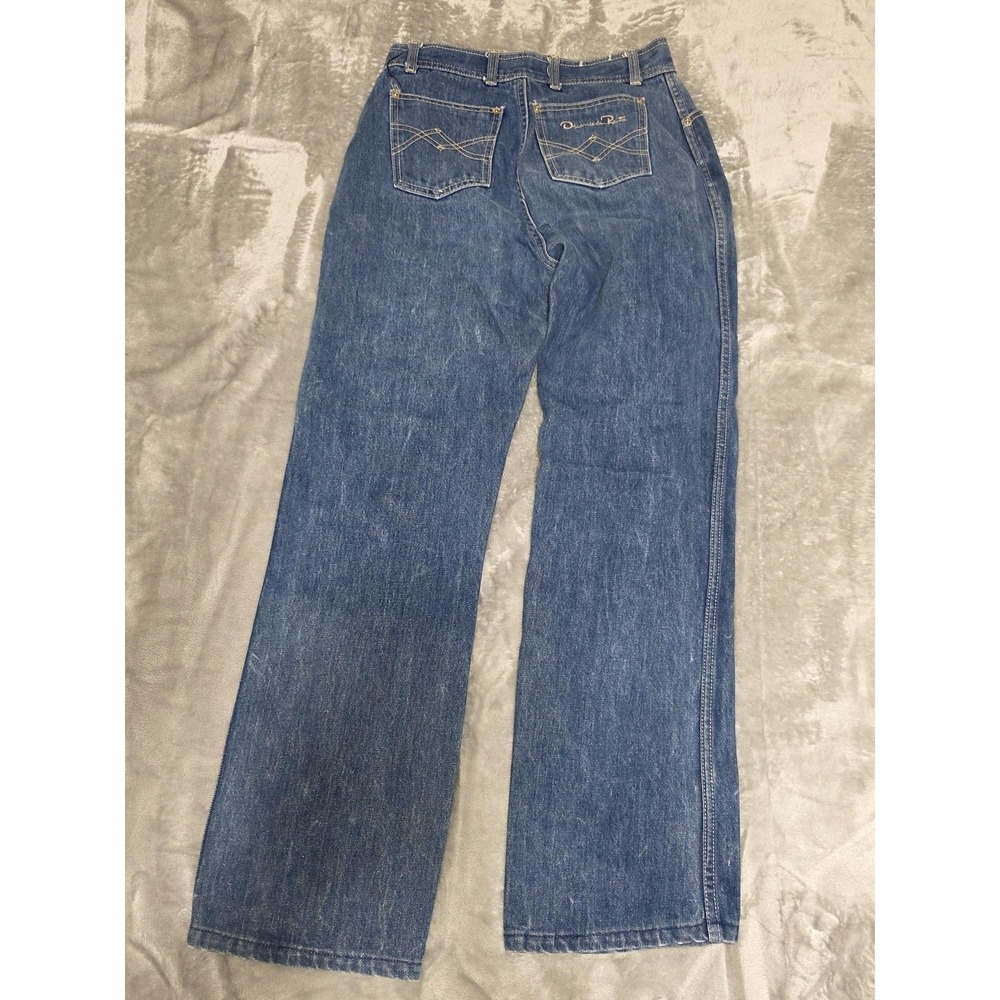 Vintage Oscar De La Renta Jeans Womens 14 Blue Straight Leg High Rise Denim 90s